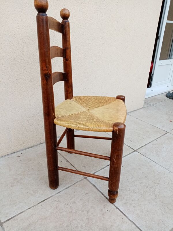 Chaise paille vintage Georges Robert