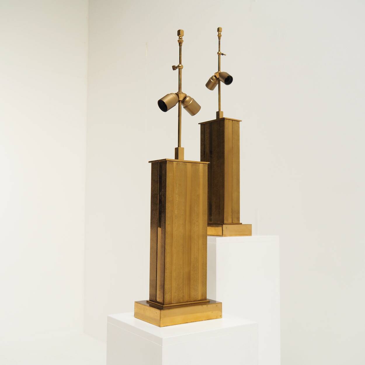 Pair of Large Brass Table Lamps by Willy Daro, Belgium, 1970s