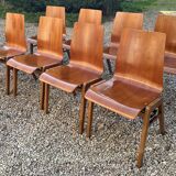 Scandinavian chairs (set of 8) in thermoformed beech 1960'S