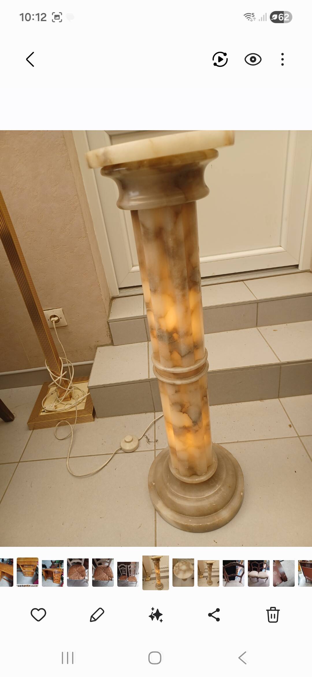 Illuminated marble column