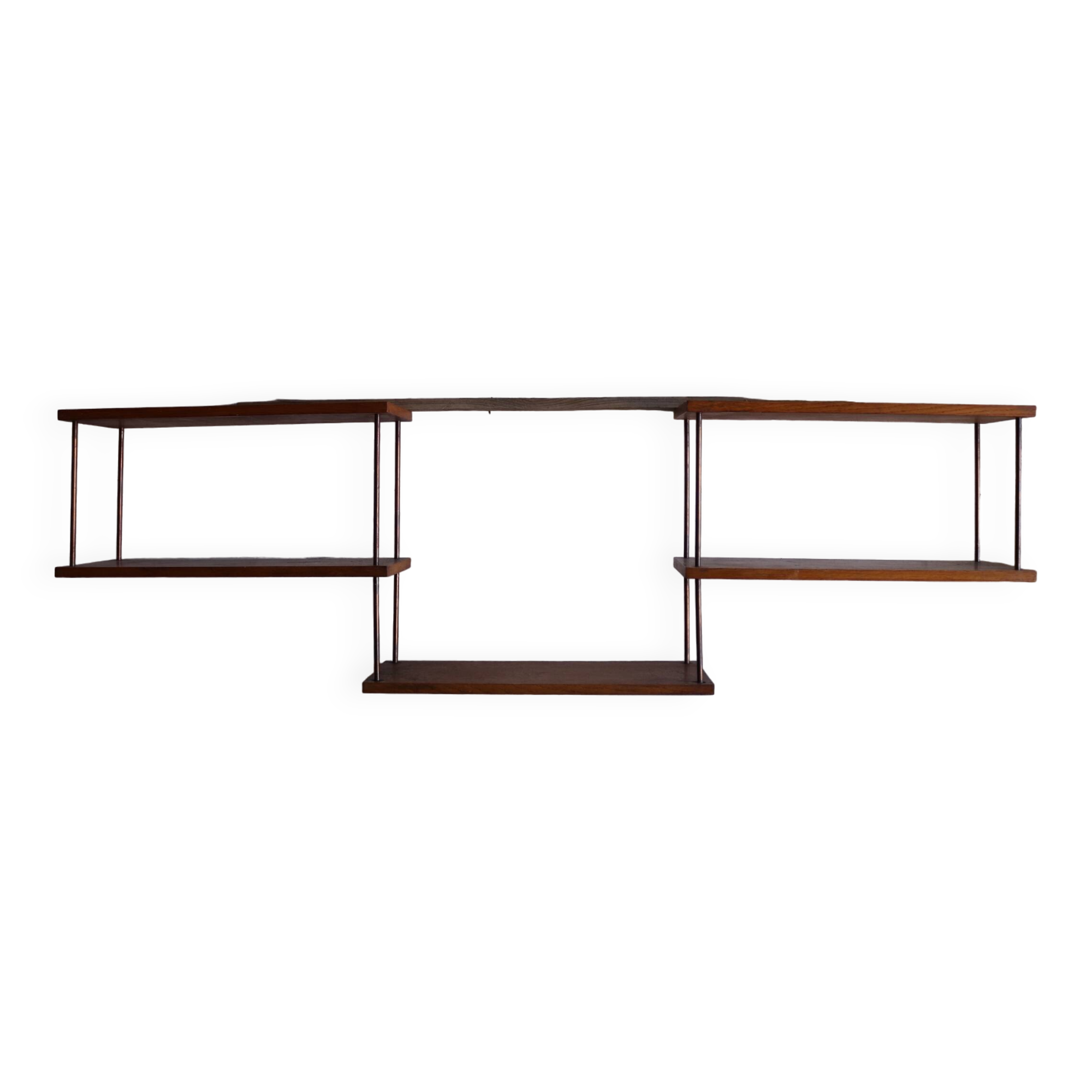 oak and copper shelf from the 50s