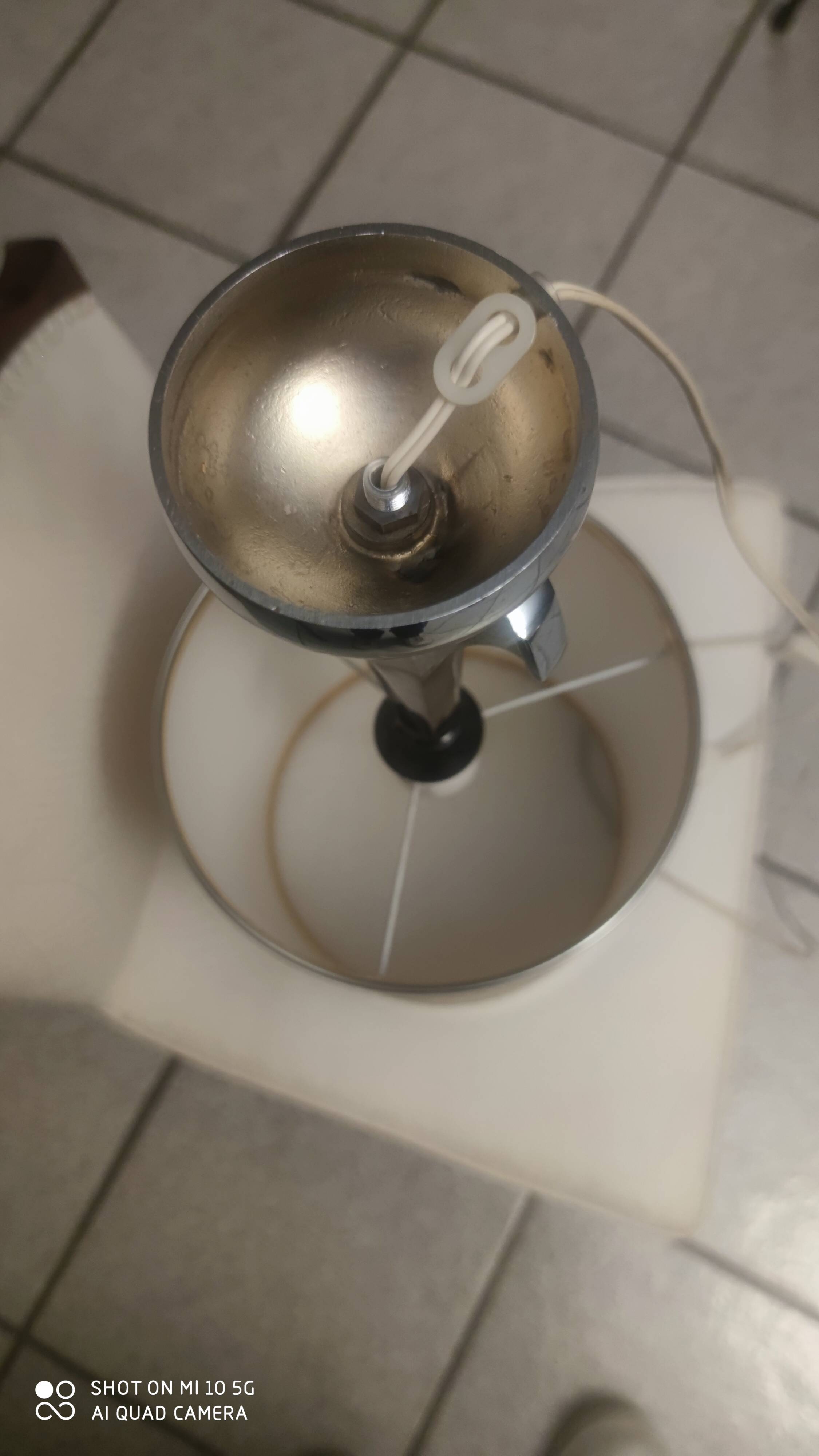 Chrome-plated metal lamp circa 1970