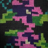 Hand-woven wool carpet black background with large roses 214x158cm