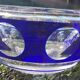 cobalt blue glass bowl with round lenses