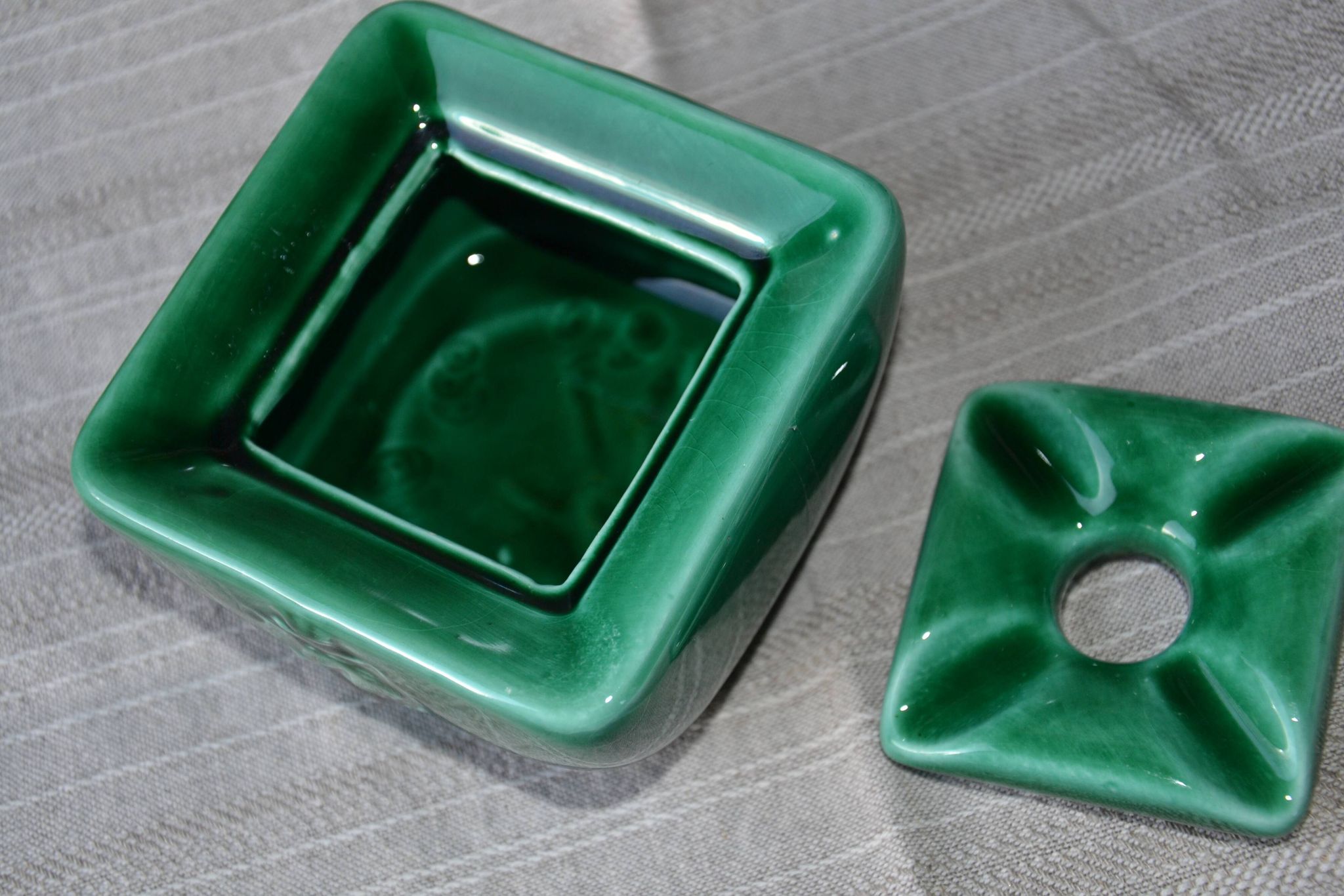Cendrier/vide poche céramique verte Proceram Provence
