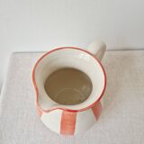 Vintage ceramic vase/pitcher with handmade mandarin stripes.