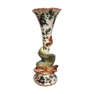 Vase ccm Faenza 1930 décor dauphin