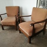 Pair of art deco velvet armchairs