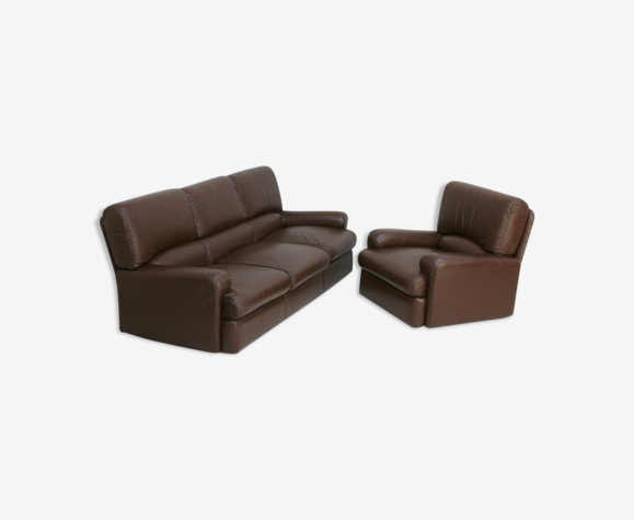 3-seater sofa and leather armchair, Steiner, France, circa 1970