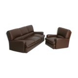 3-seater sofa and leather armchair, Steiner, France, circa 1970