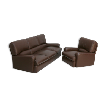3-seater sofa and leather armchair, Steiner, France, circa 1970