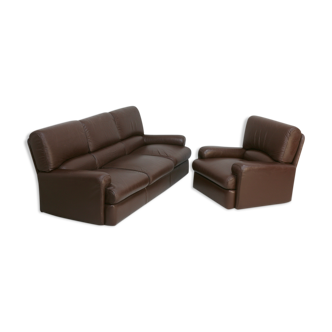 3-seater sofa and leather armchair, Steiner, France, circa 1970