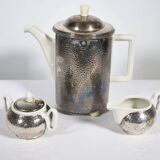 Service à thé Art déco par Hutschenreuther avec placage en argent WMF, années 1930