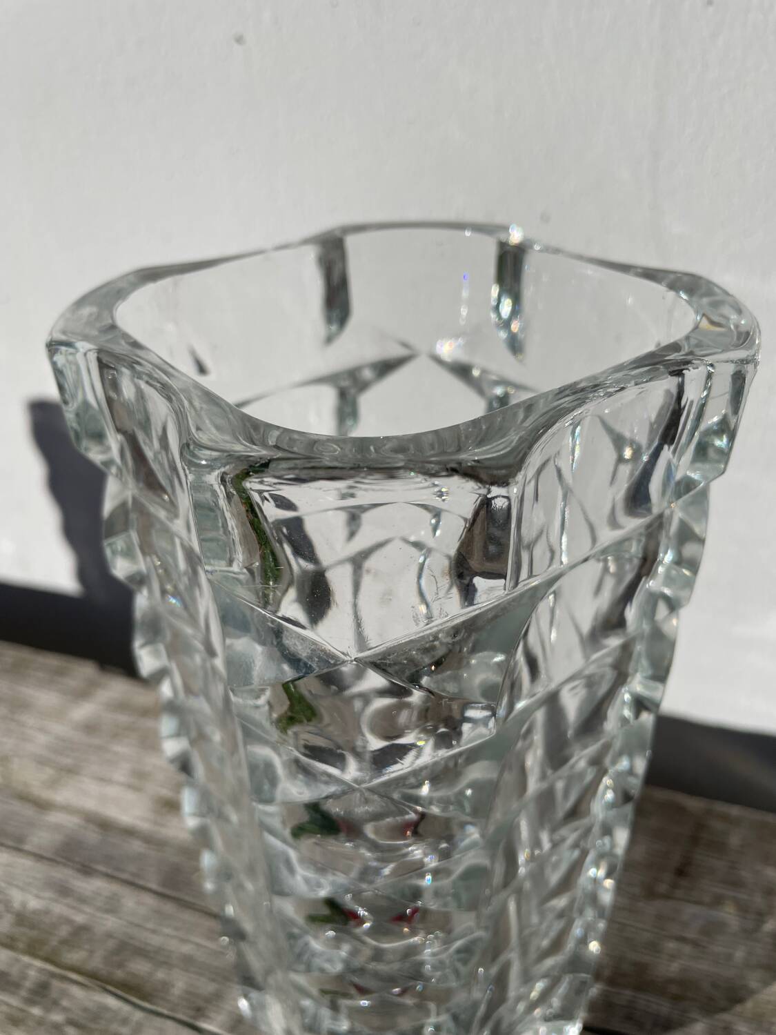 Classic clear thick glass vase