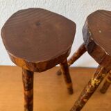 Brutalist wooden stools from the 60s