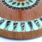 Plateau à fromages bois décor émaillé vintage