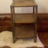 Cane and bamboo side table