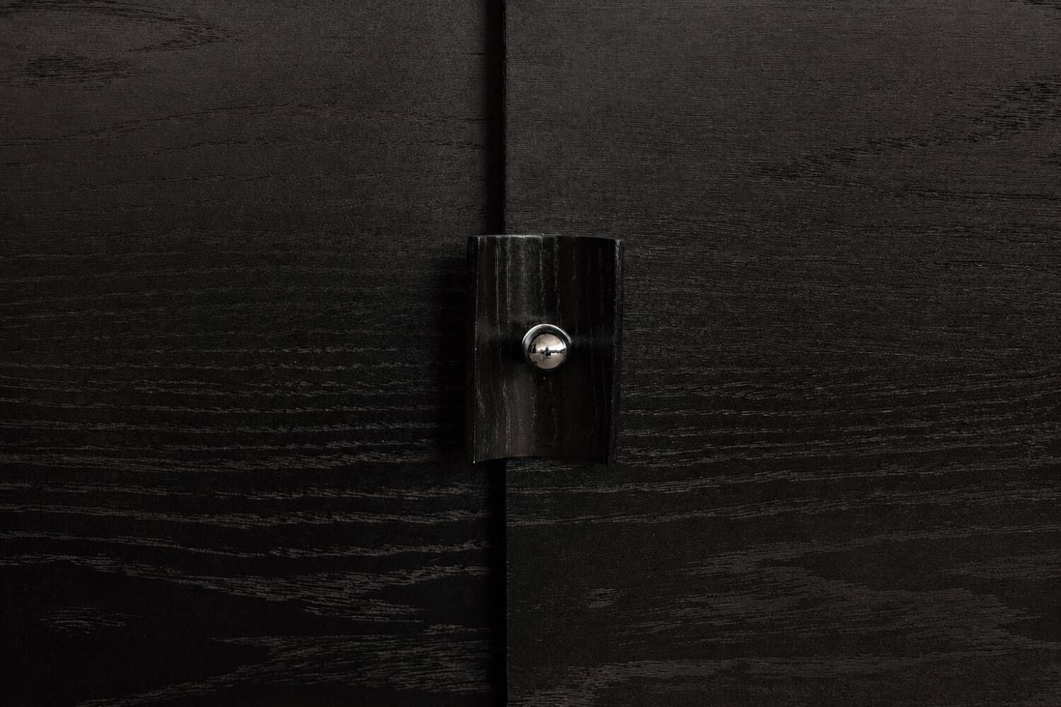 Mid-Century Modern Scandinavian Dark Oak Sideboard with Metal Handles