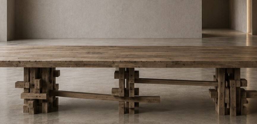 Table rectangulaire sculptée