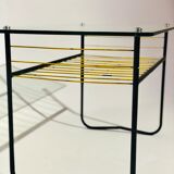 Vintage coffee table 1960 - scoubidou, black tubular metal and glass top