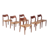 6x Niels Møller Model 71 teak, 1960s, Denmark