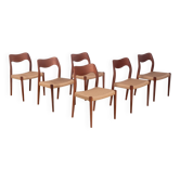 6x Niels Møller Modèle 71 en teck, années 1960, Danemark