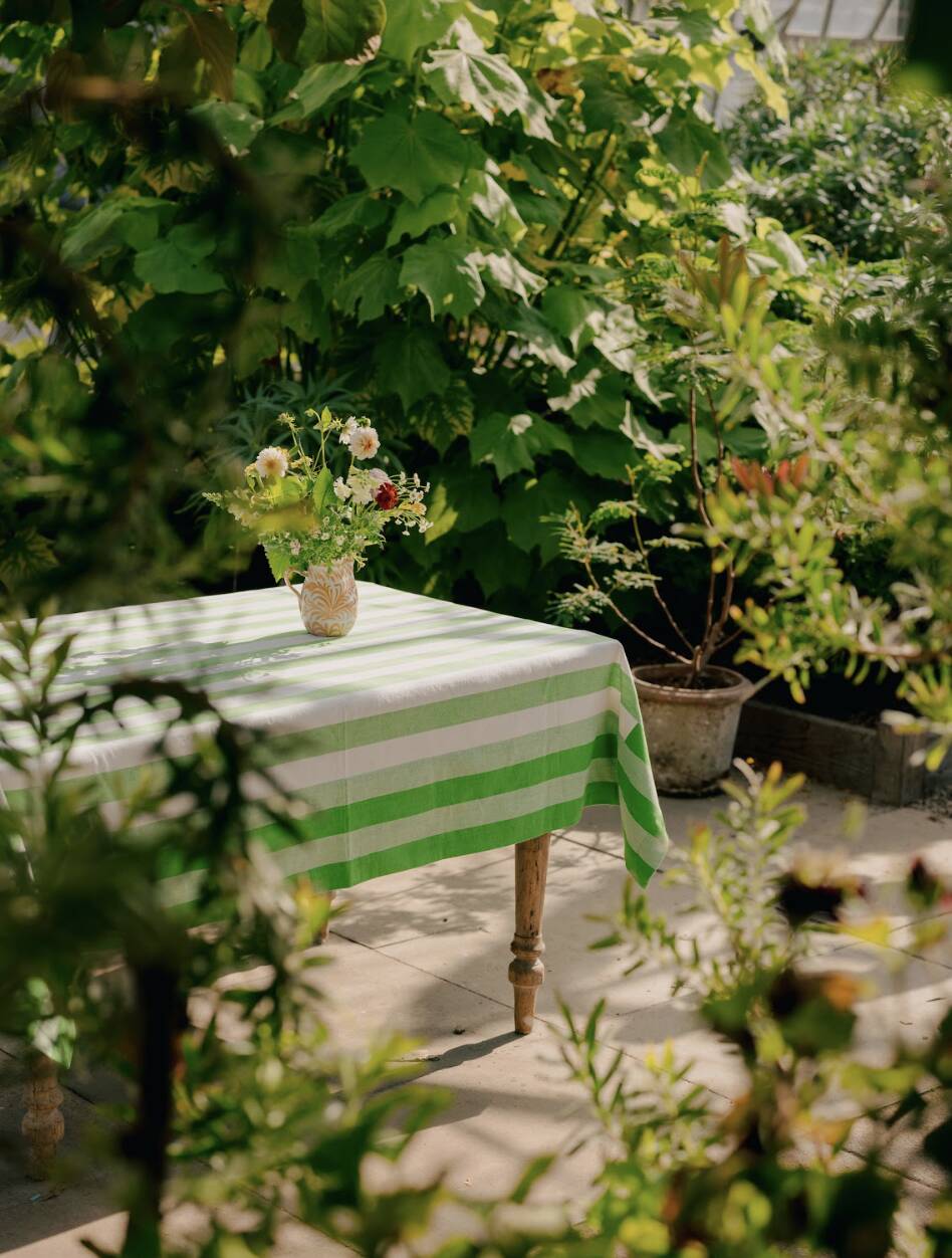 Set of 6 green striped napkins