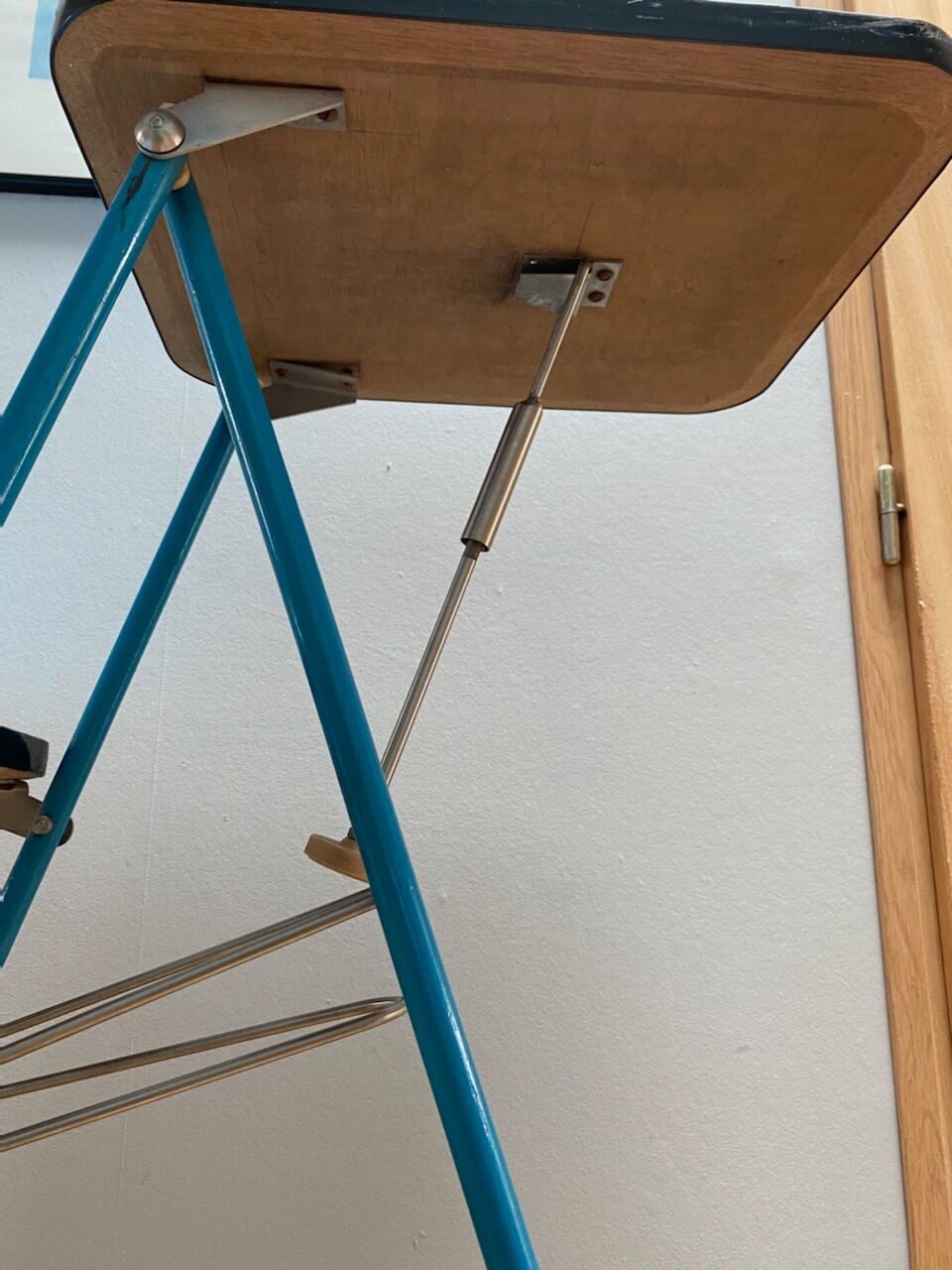 Side table or support for video projector in blue formica