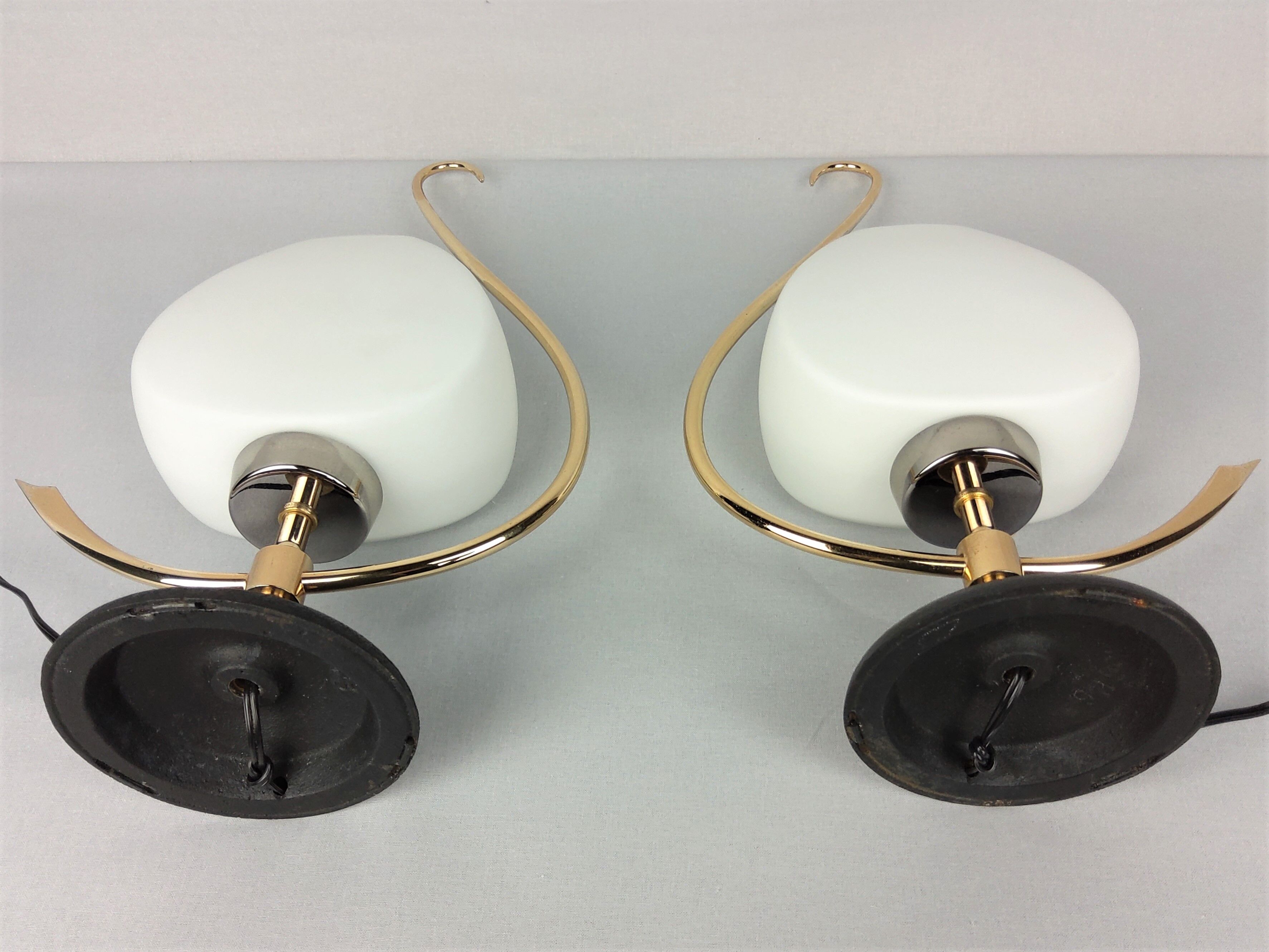 2 arlus opaline and brass lamps 1960