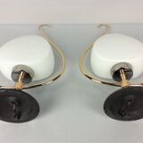 2 lampes arlus opaline et laiton 1960
