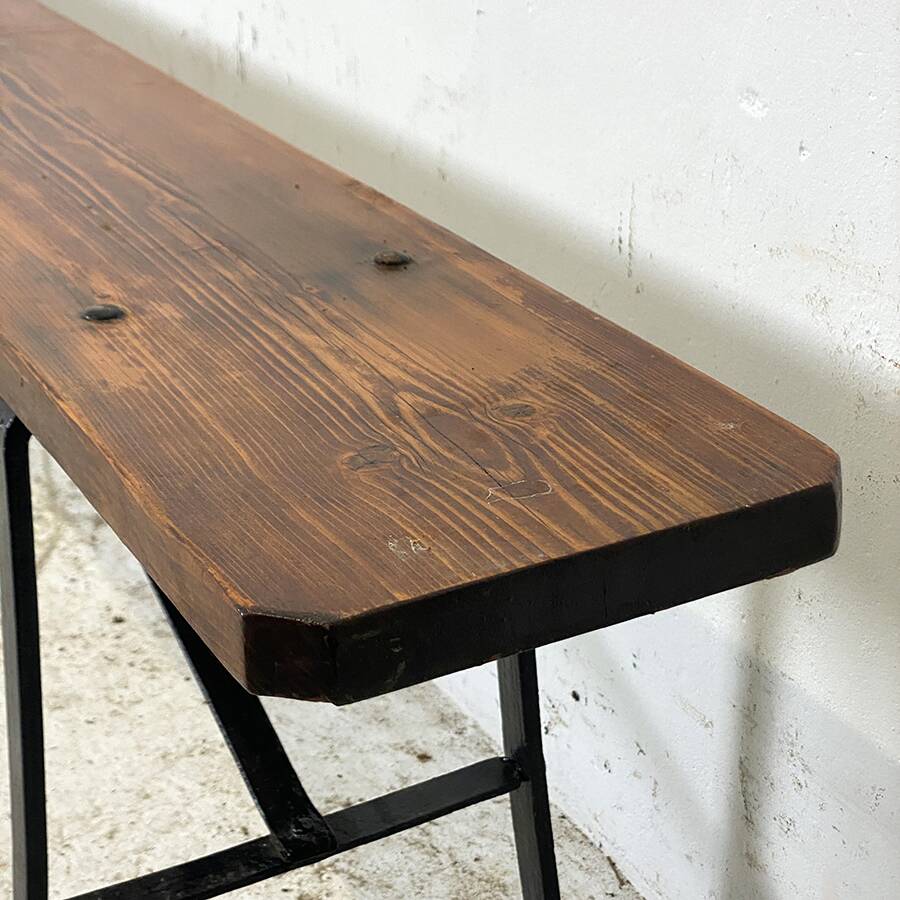 Old wood and wrought iron bench