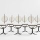 Set of 6 brutalist wrought iron and alcantara chairs from 1990.