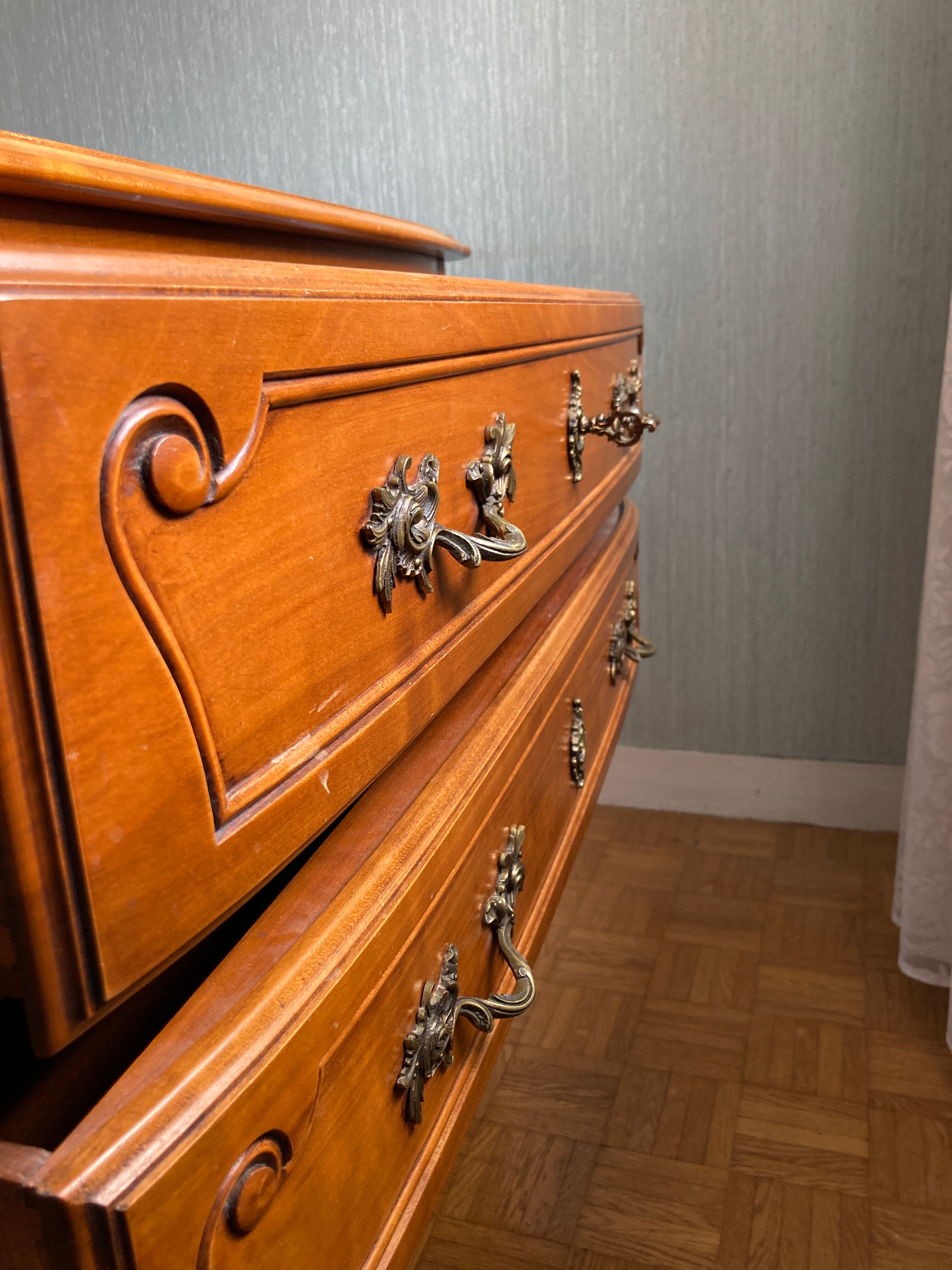 Chest of drawers 3 drawers in blond cherry Louis XV style