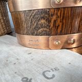 Champagne bucket in oak and brass, signed
