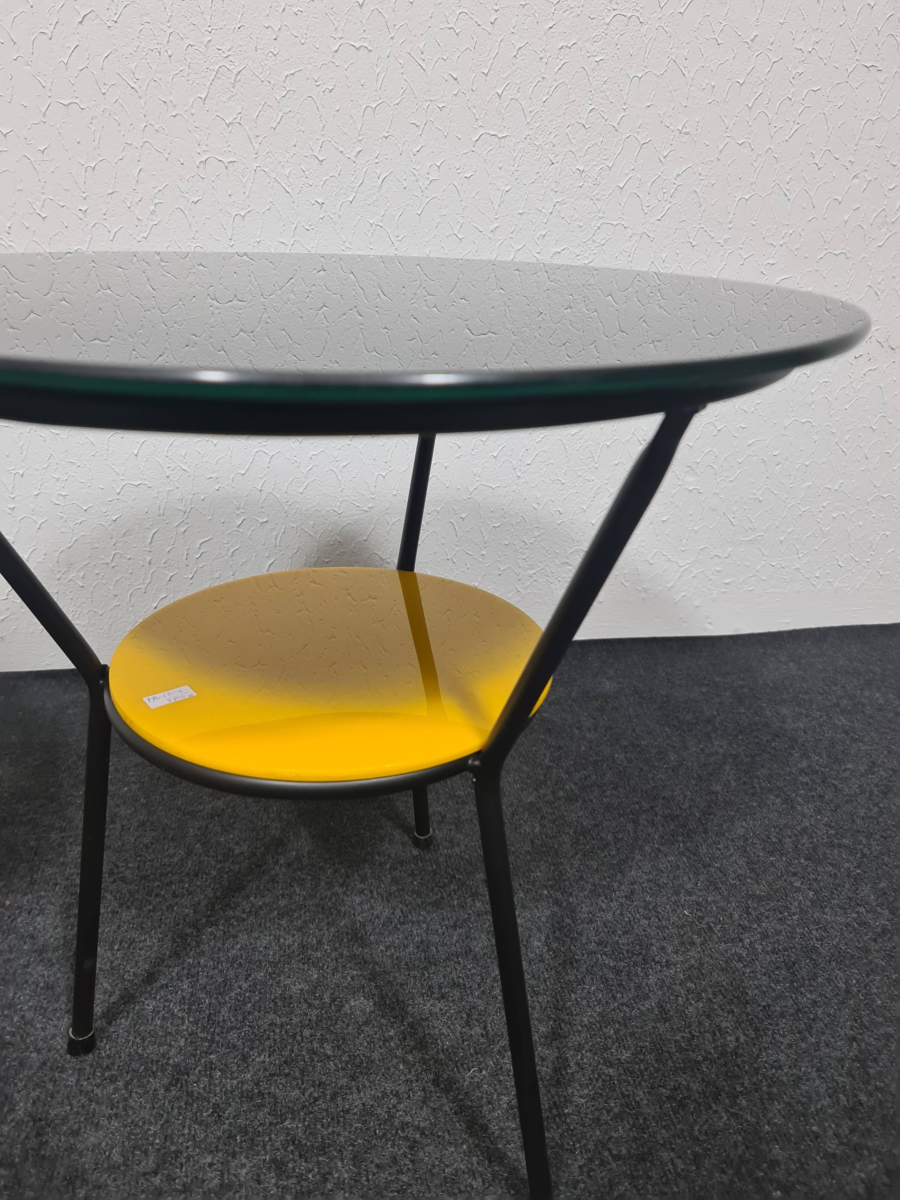 Pair of vintage glass topped side tables
