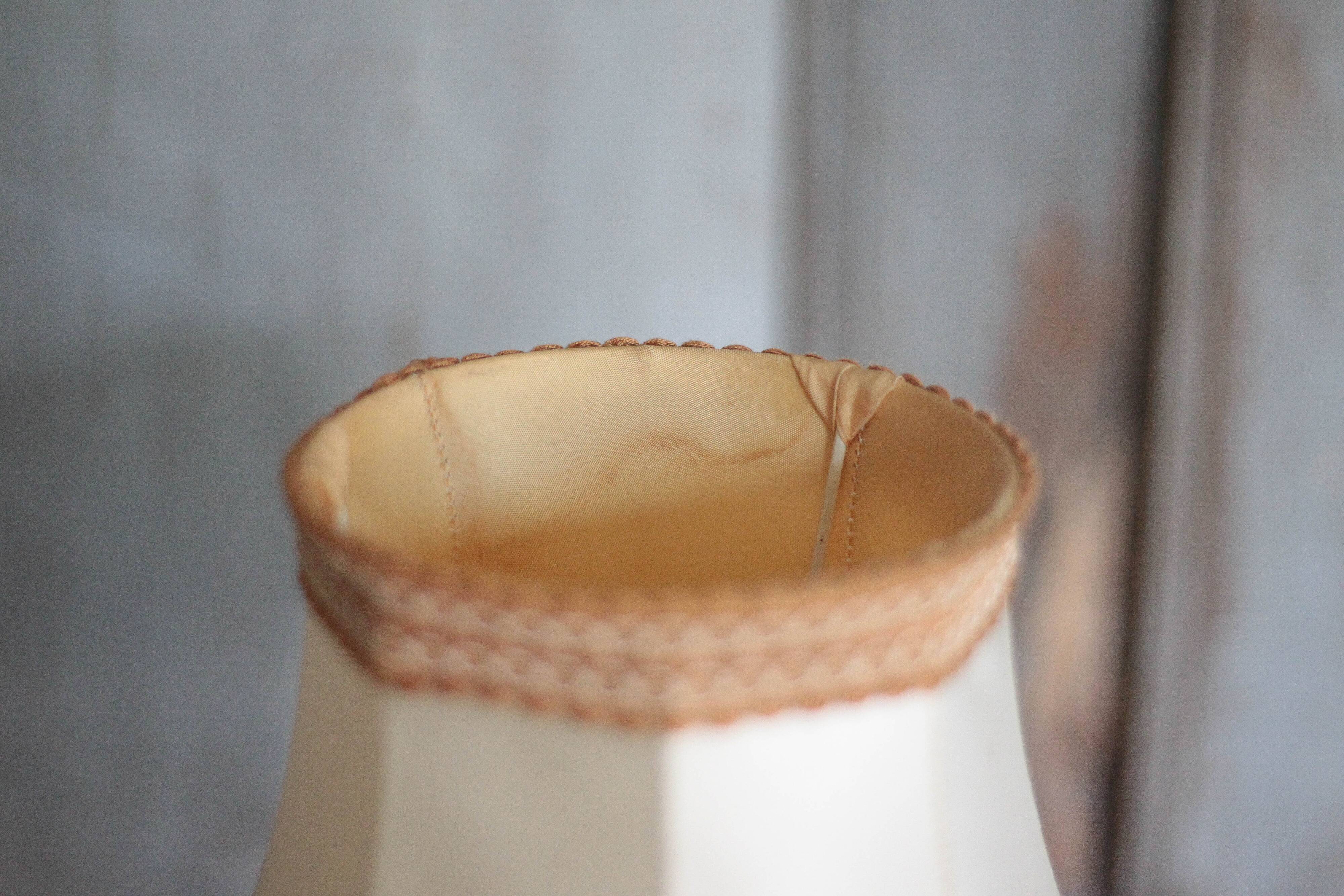 Pair of bronze lamps with fabric shades, bedside lamp.