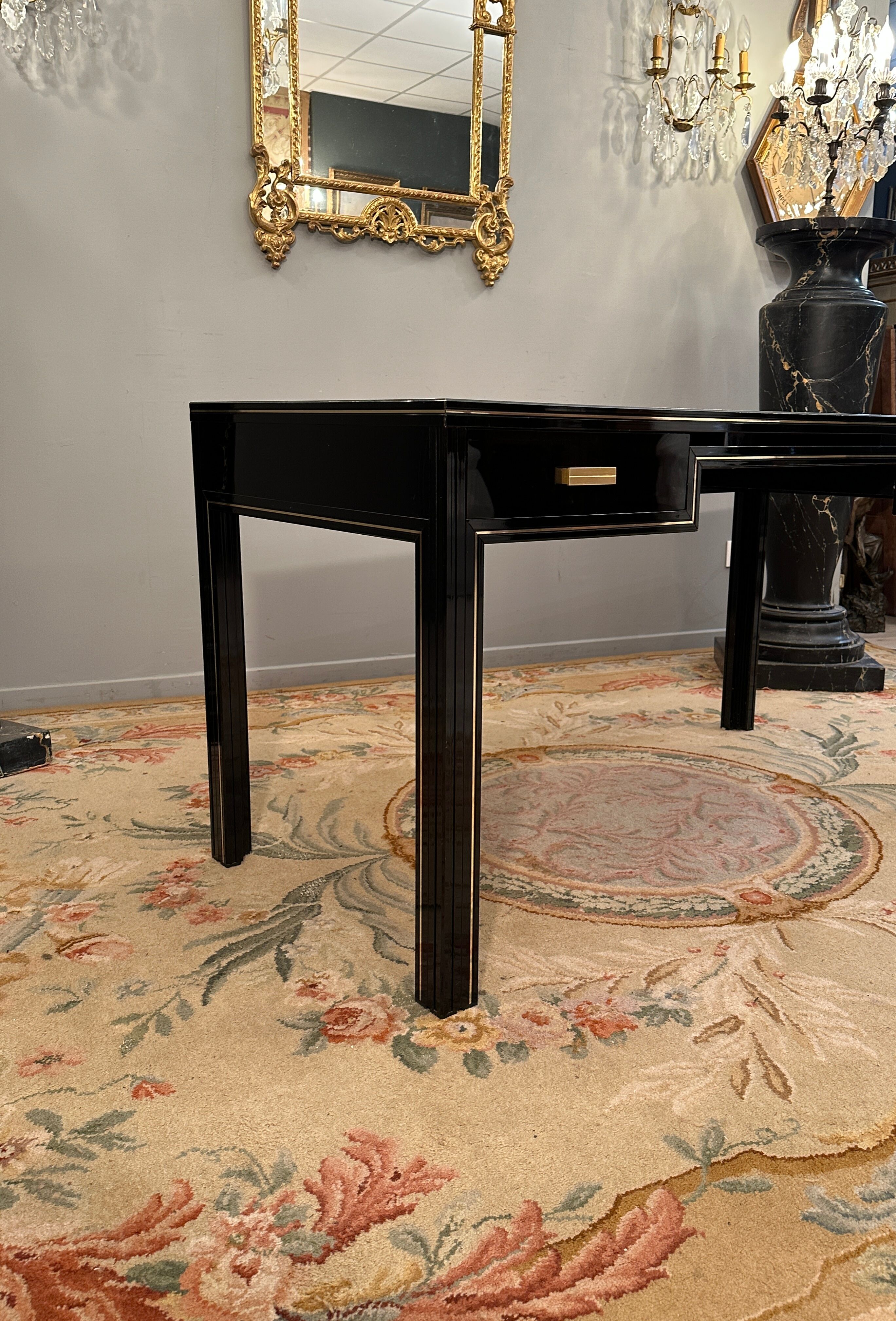 Black lacquered office by Pierre vandel Paris circa 1970