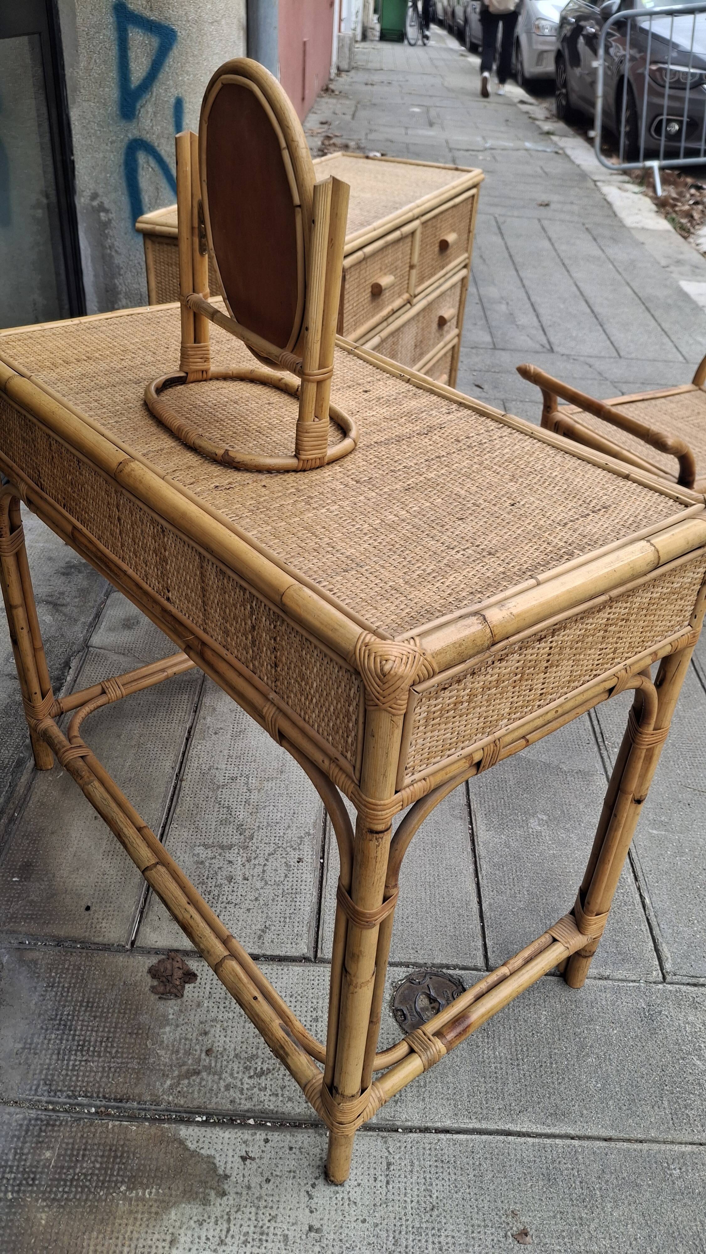 Woven rattan and wicker furniture. Vintage.