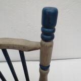 Fauteuil à bascule pour poupées en bois décoré couleur gris / bleu