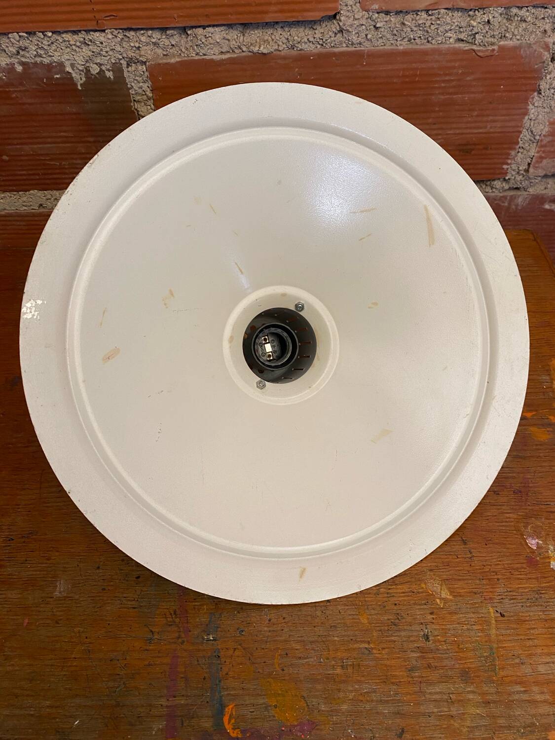 Antique Kitchen Pendant Light White Lacquered Metal 70s Vintage