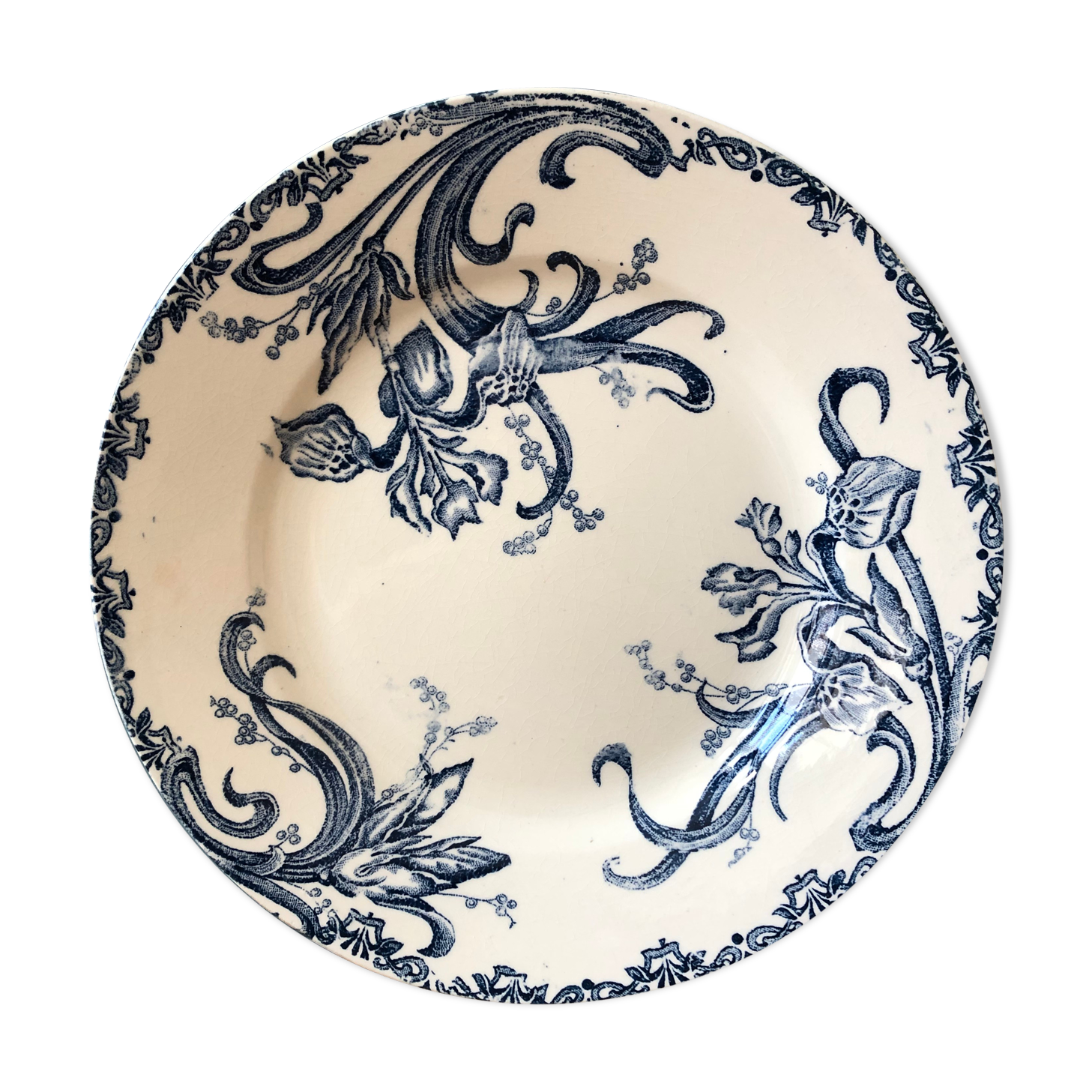 Assiette plate XIXème terre de fer modèle Iris
