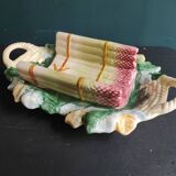 Vintage French asparagus serving tray in Majolica