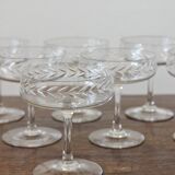 8 glasses of engraved crystal champagne