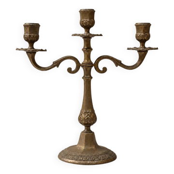 Three-light candelabrum in brass — France, 20th century
