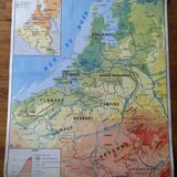 Old vintage school map MDI 1966 Belgium Luxembourg benelux