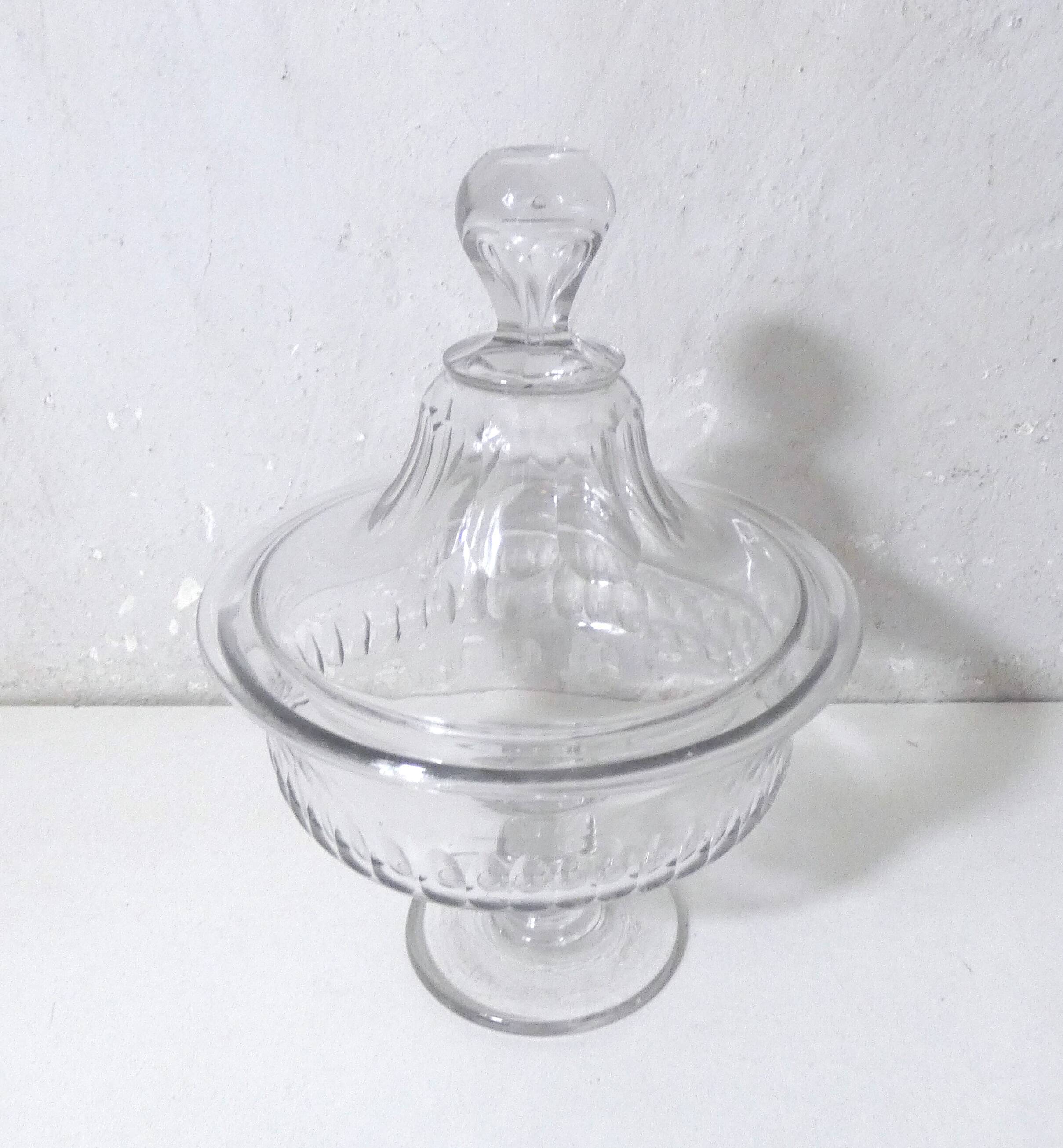 vintage glass covered candy box