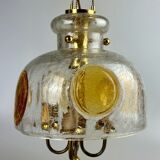 1960's 1970's brutalist ceiling lamp pendant lamp brass & murano glass