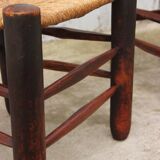 Paire de chaises en chêne massif et corde, art brut