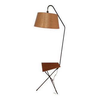 Tripod floor lamp and its tablet. 60s.