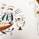 Assiette Peinte à la Main Flamant Rose Maître Cuisinier en Céramique Norvégienne par Inger Waage de Stavanger Flint
